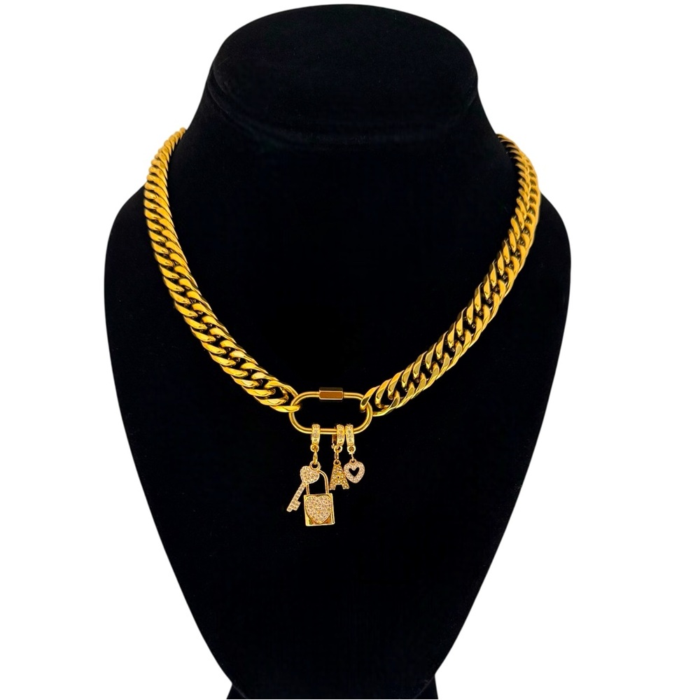 NEW 18K GOLD PLATED CUSTOM CUBAN CHAIN – PERSONALIZED INITIAL CHARM